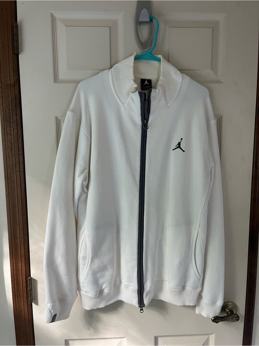 Jordan White Full-Zip Bomber Jacket
